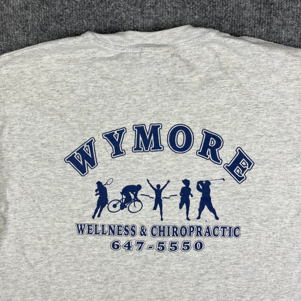 Hanes TShirt Mens L Gray Wymore Wellness Chiropractic Graphic Short Sleeve